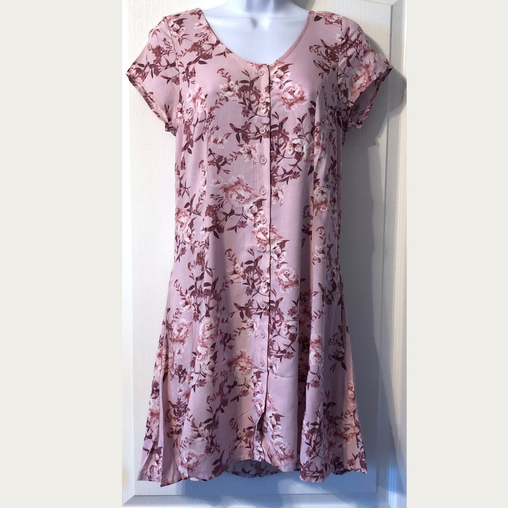Cottagecore Floral Dress Button Down Pink NWT